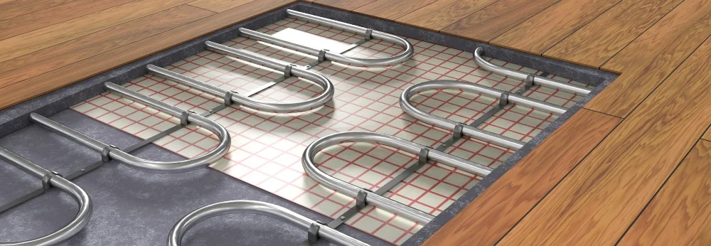 Rohrleitungen einer Fußbodenheizung